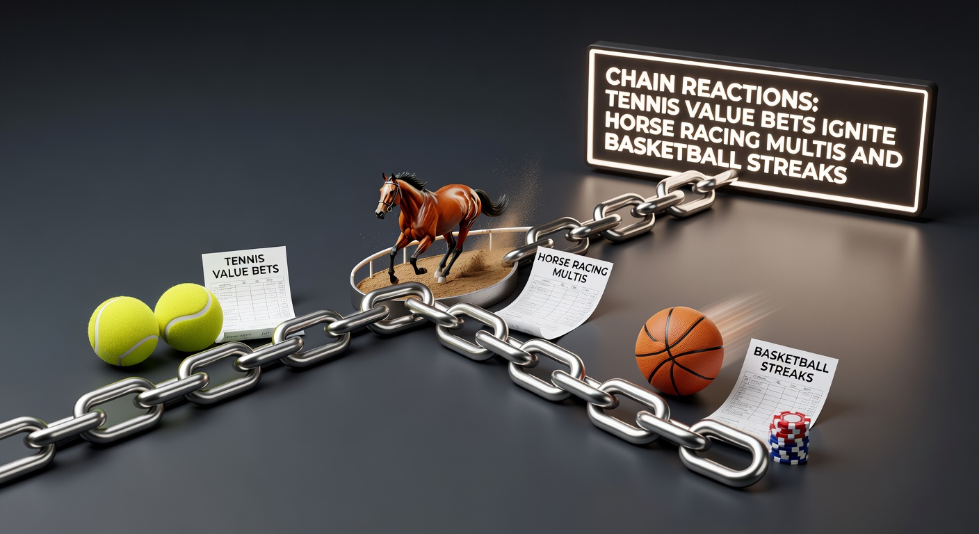 Dynamic tennis serve captured mid-action, representing the ignition point for cross-sport betting chains