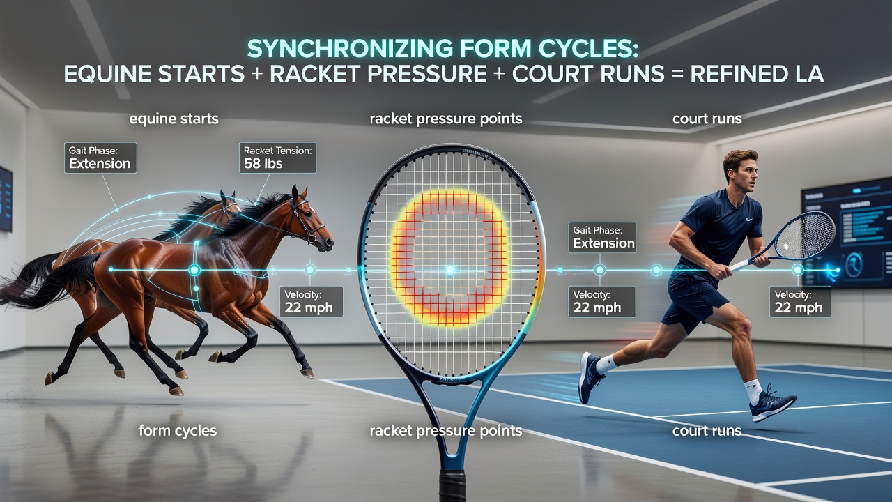 Chart illustrating synchronized timing between horse racing form cycles and tennis pressure point statistics for accumulator strategies
